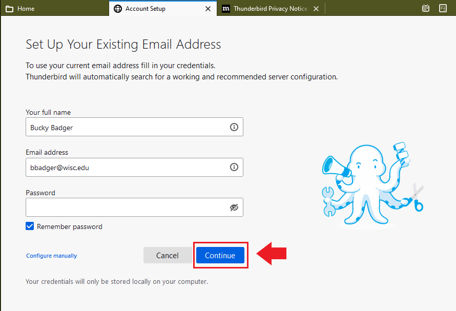 Textboxes for name and email address