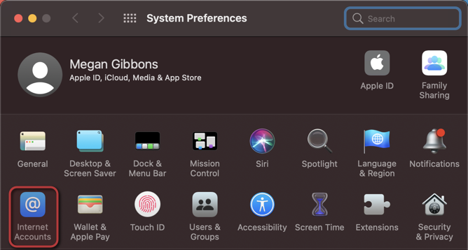 System Preferences menu options