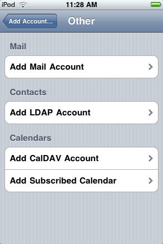 Add LDAP Account menu