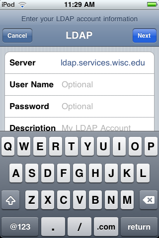 LDAP Server Settings screen