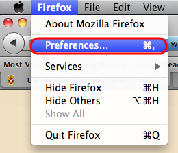 Click Firefox, then Preferences.