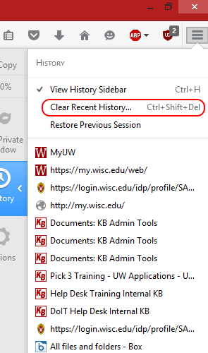 Click Menu, History, then Clear Recent History.