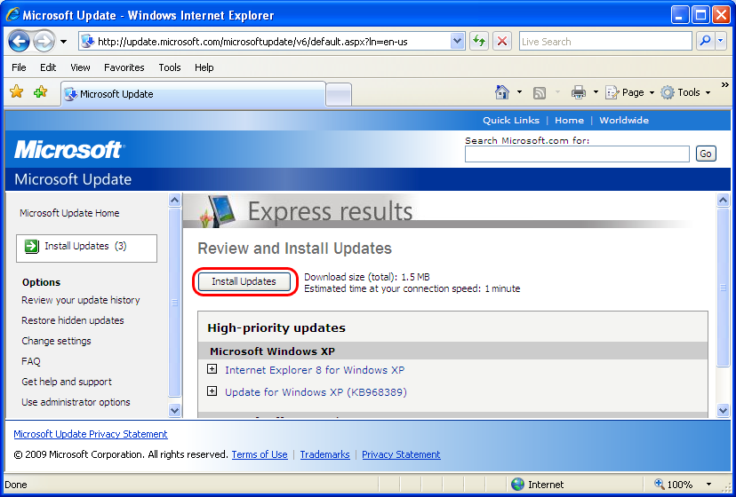 XP Install Updates