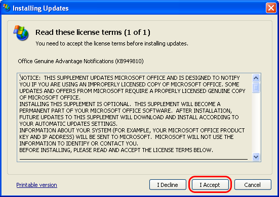 XP License Agreement