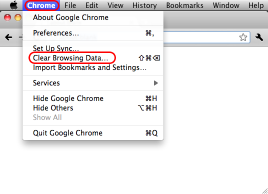 Chrome > Clear Browsing Data...