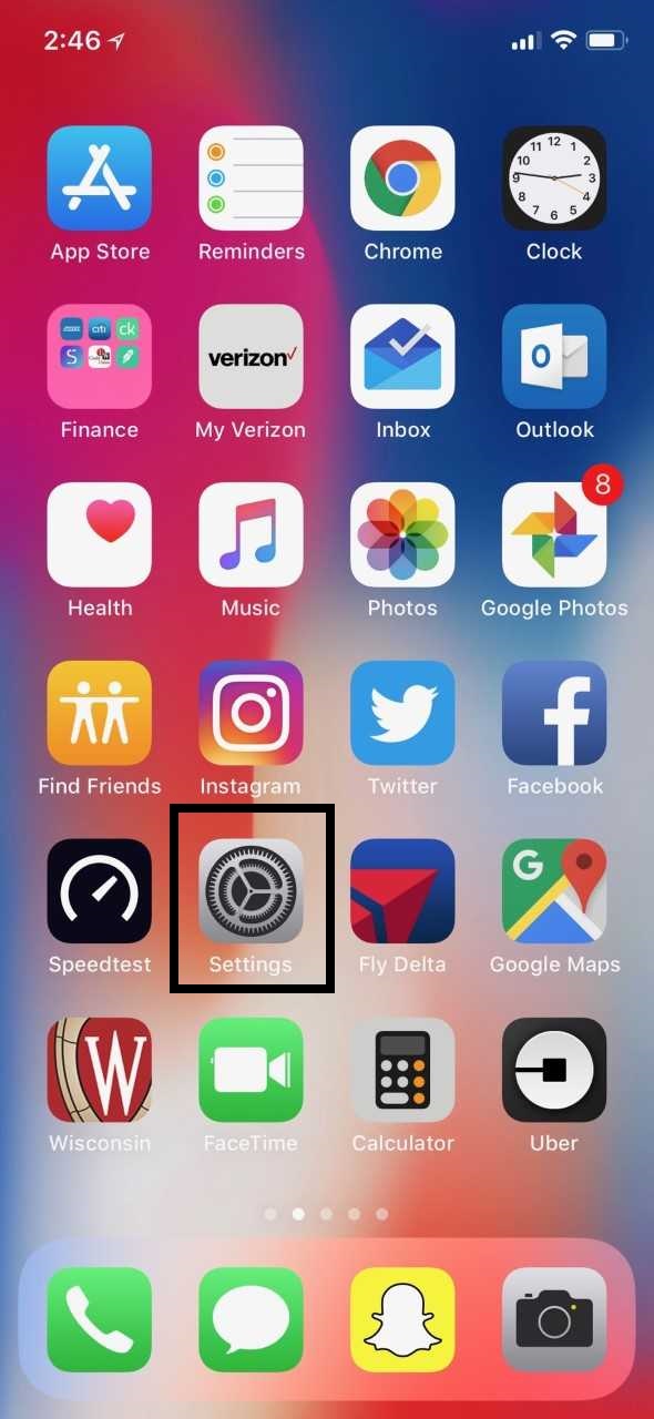 Click the settings app
