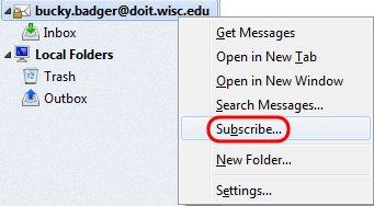 Reconfigure Folder Mapping - select Subscribe menu option