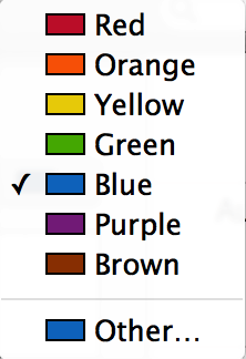 Calendar Colors selection screen