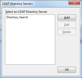 LDAP Directory Servers screen