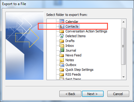 contacts selection contacts selection