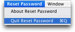Reset Password menu