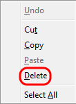delete sub-menu selection