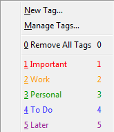 Tag listing screen