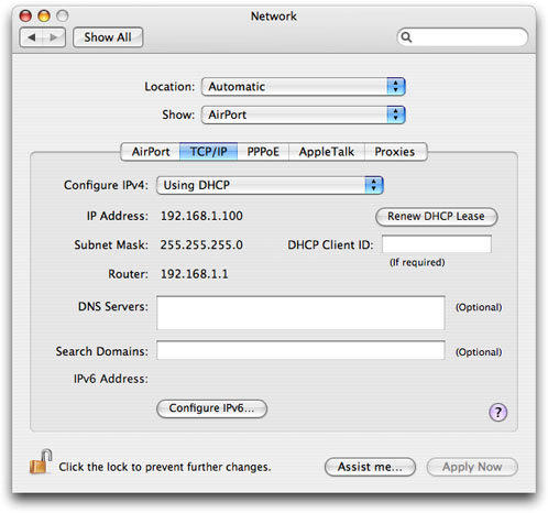 Network in System 
	Preferences