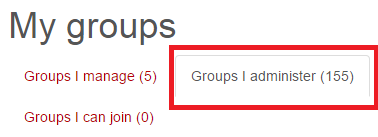 Image of "Groups I administer" button