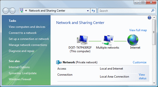 The Network and Sharing Center