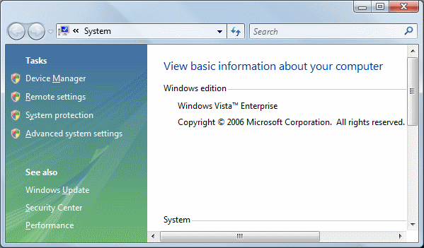Opening the Device Manager from the System control panel.