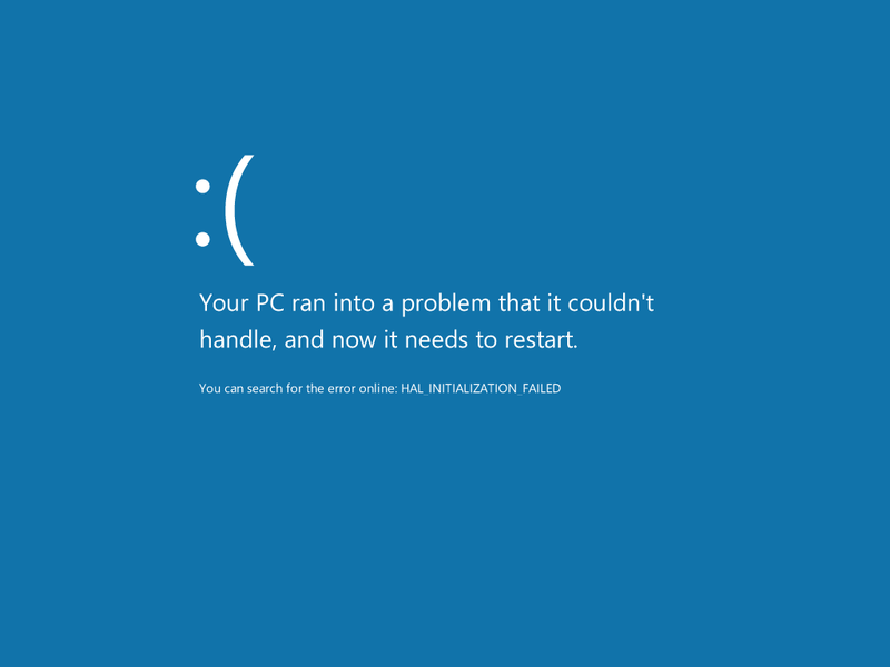 Example of a blue screen error in Windows 8 and 10