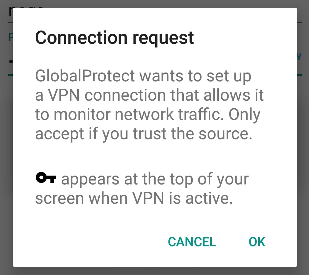connection request from Global Protect