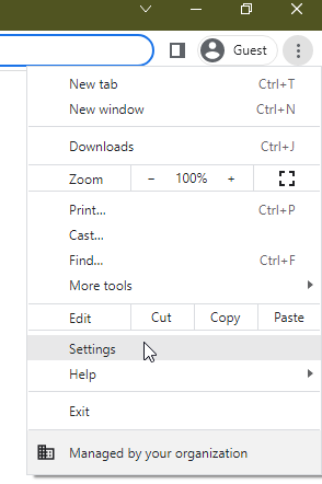In the Chrome browser, select More and then Settings.
