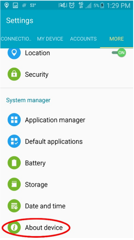 locate and tap about device