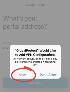 Prompt for allowing VPN Configurations