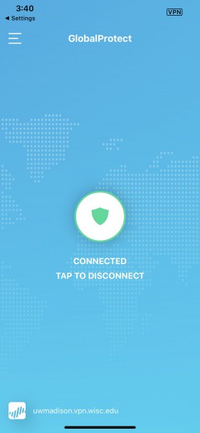 Successful connection screen