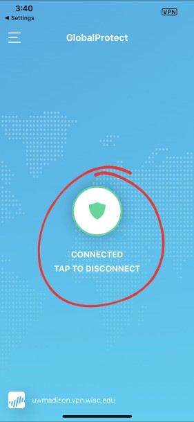 tap to disconnect button 