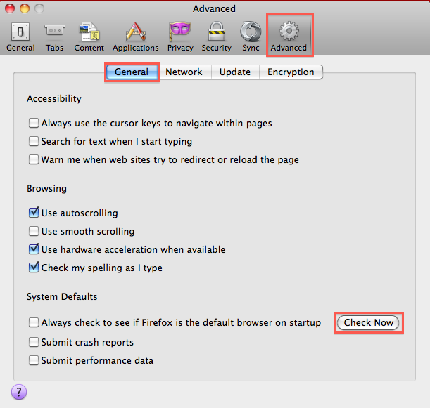 Firefox Advanced Options
