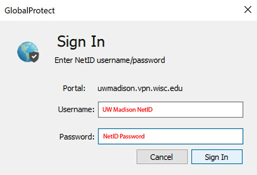 Sign in with your UW Madison NetID and password,