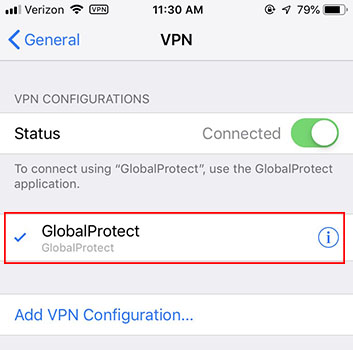 Select the VPN configuration if it is there.