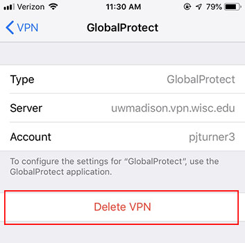 Delete the VPN configuration.