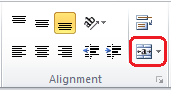 Excel 2010 Merge and Center button