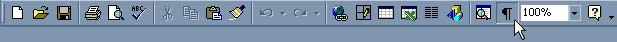 In Word 2003, the button will appear on the right end of the toolbar, just to the left of the page scale menu.