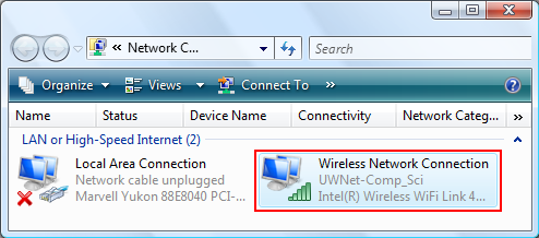 Double click on Wireless Network Connection