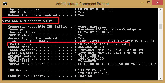 IPv4 in Command Prompt