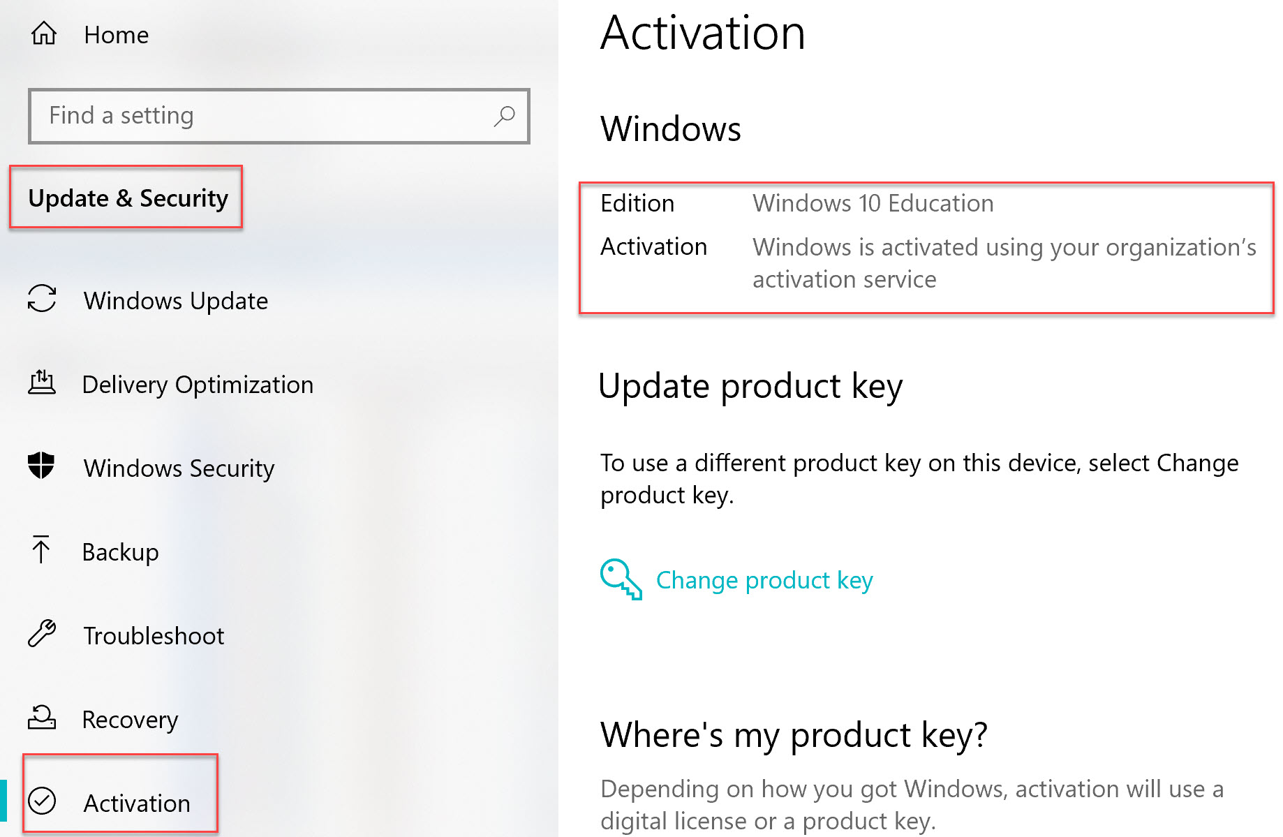 System page showing activation status