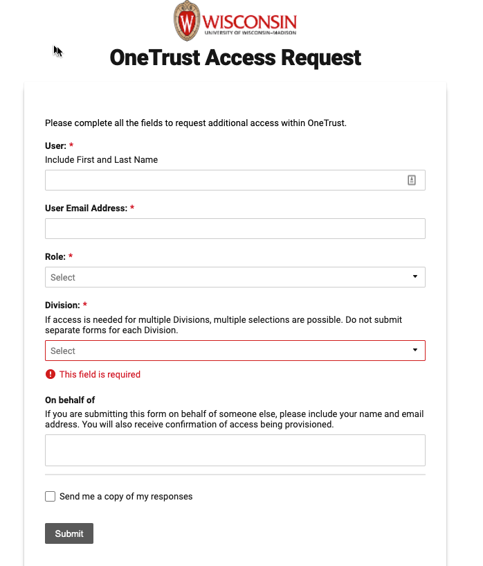 OneTrust Access Request Form