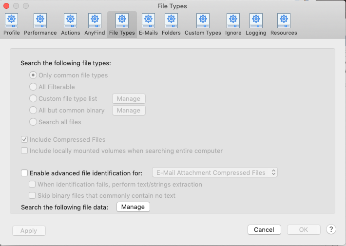 Additional file type options on Mac