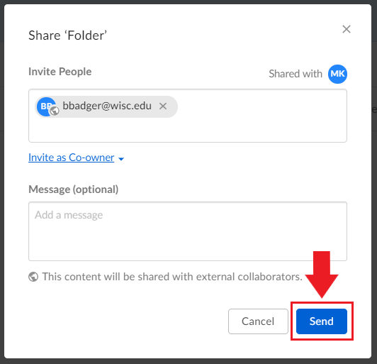 Arrow pointing to "Send" button