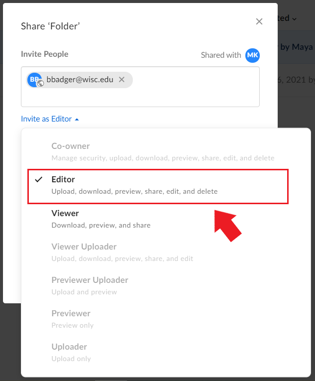 Arrow pointing to "Editor" in the dropdown menu