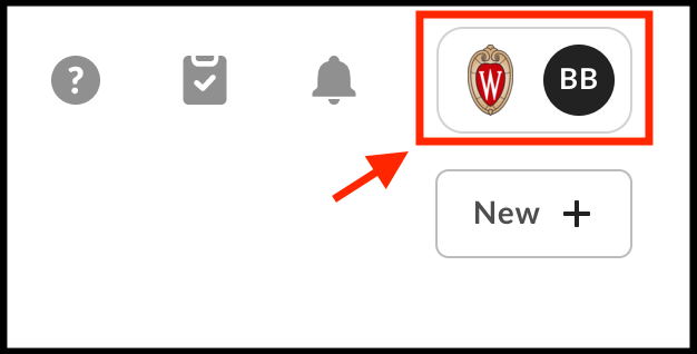 Button labeled with account avatar
