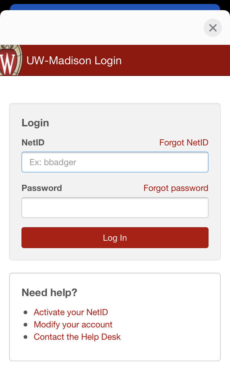NetID log in page