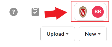 Button labeled with account avatar