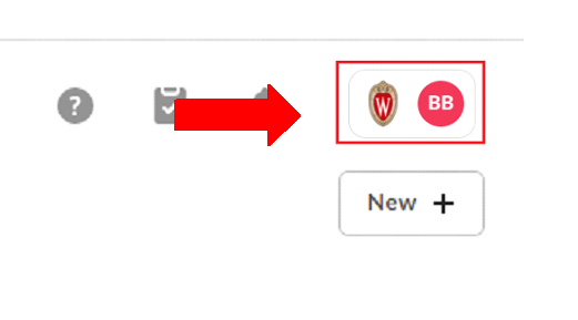Button labeled with account avatar