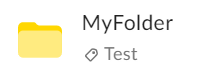 Folder with a tag labelled "Test"