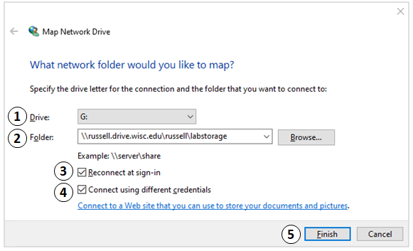 Map Network Drive Screen - Windows 10