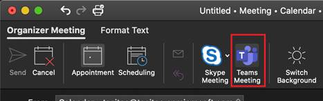 Teams Meeting button for Outlook for Mac
