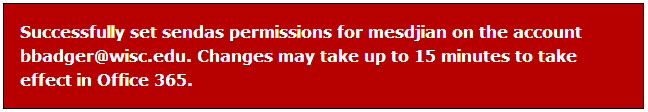 permissions successful message