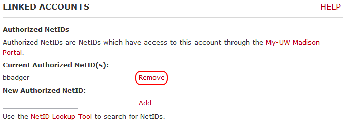 Remove linked NetID